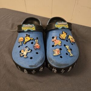 Crocs SpongeBob SquarePants Kids Youth Size 3 Blue and Black W/ All Jibbitz